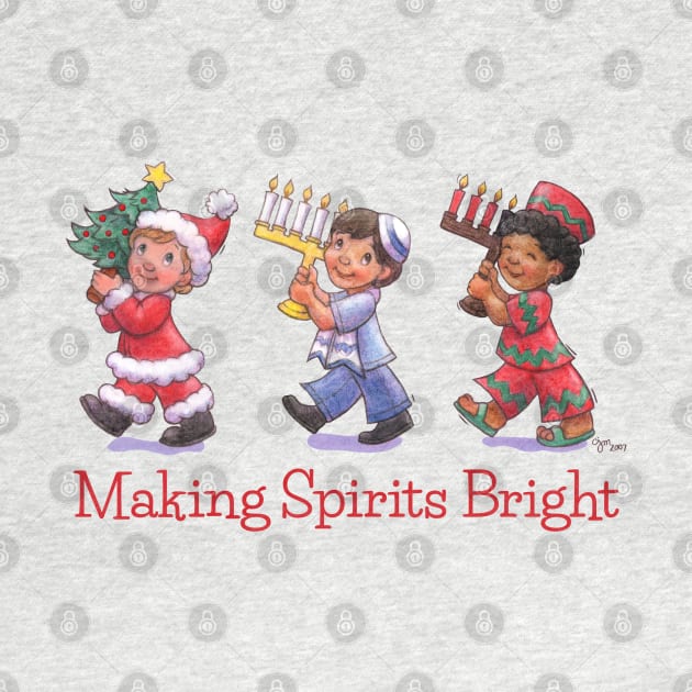 "Making Spirits Bright" Interfaith Holiday Kids by Caroline McKay Illustration
